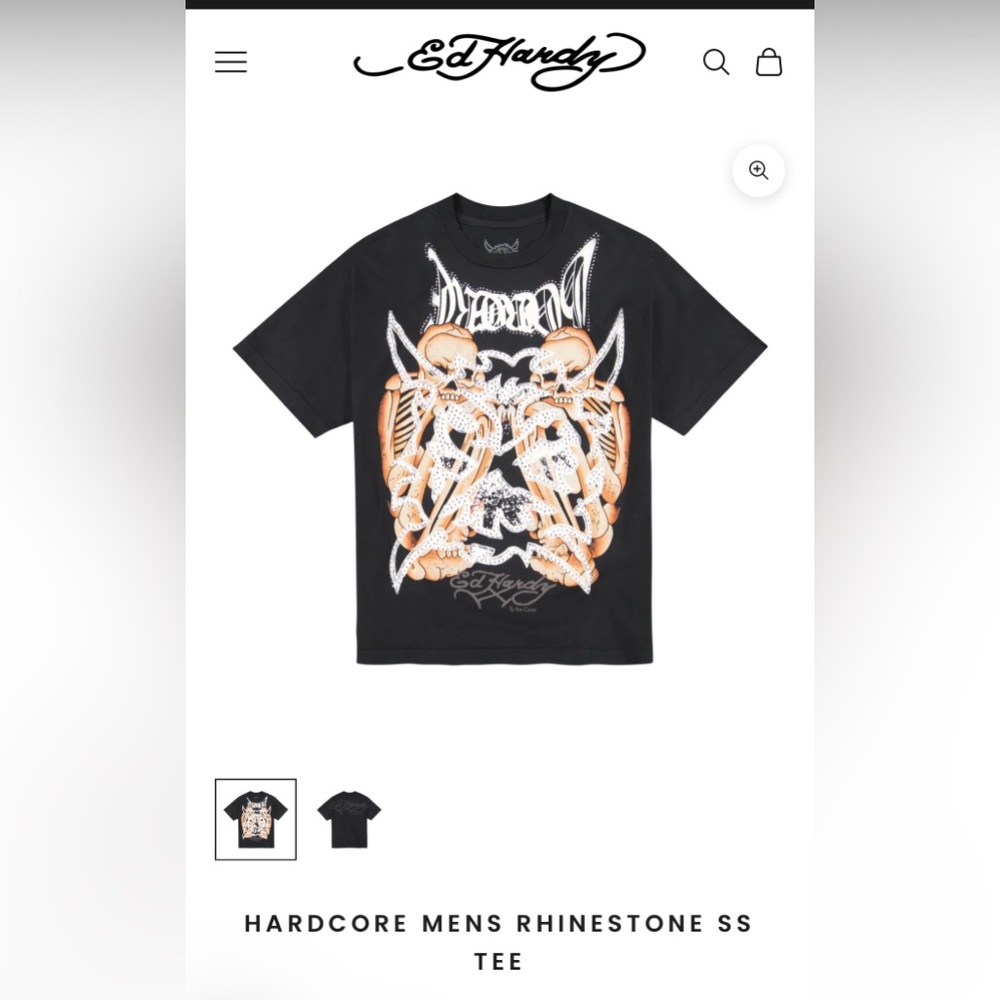 Ken Carson + Ed Hardy HARDCORE MENS RHINESTONE SS TEE - XXL - EHKC1100-2RS
